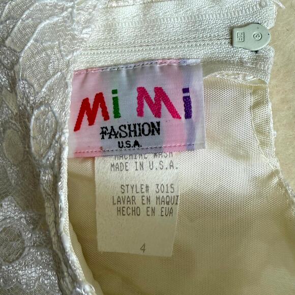 Vintage 90s MiMi Fashion Dress Girls Size 4 Black White Lace Long Sleeve Floral - Picture 5 of 5